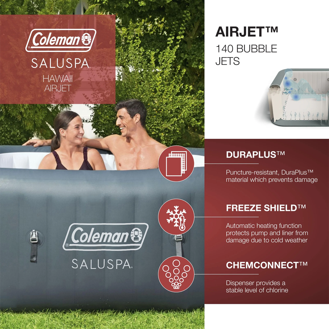 Coleman SaluSpa AirJet Classic (4-6 Person) - 114 Jets, Gray