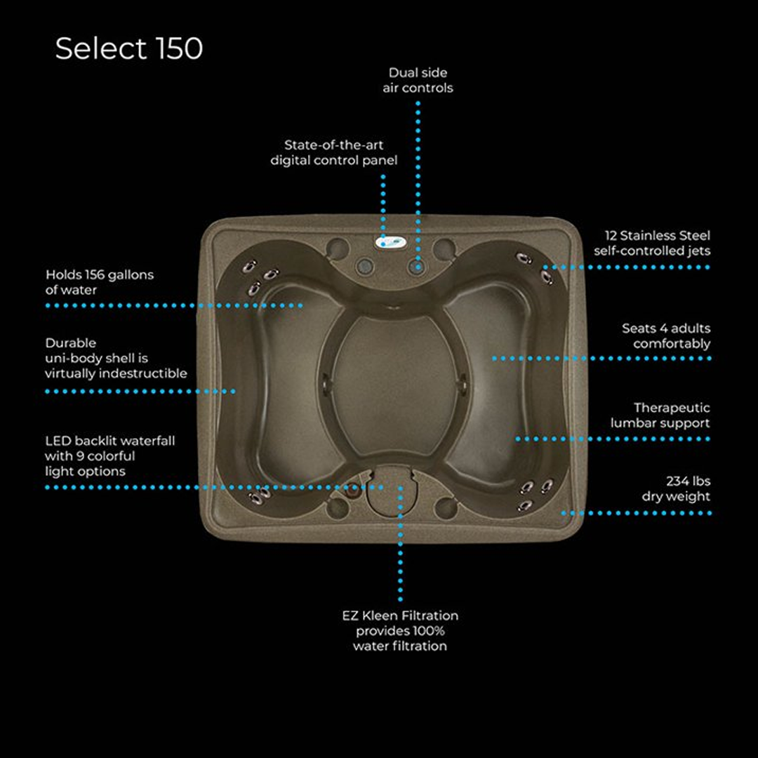 AquaRest Spas Premium 150 Hot Tub (4 Person) - Plug & Play, Ozone