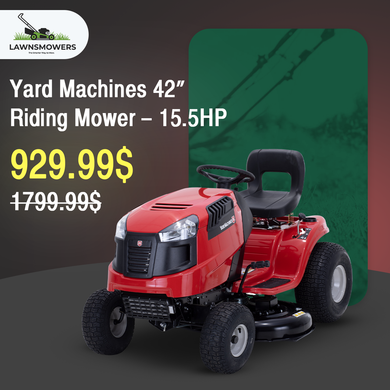 Yard Machines 42-in Riding Lawn Mower with 15.5 HP 500cc Briggs & Stratton Engine