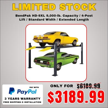 BendPak HD-9XL 9,000-lb. Capacity / 4-Post Lift / Standard Width / Extended Length