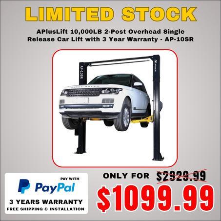 APlusLift 10,000LB 2-Post Overhead Single Release Car Lift with 3 Year Warranty - AP-10SR