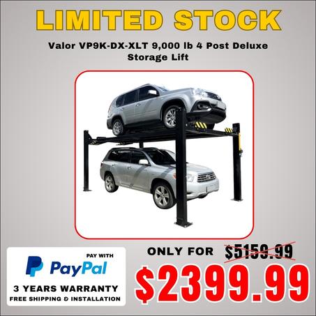 Valor VP9K-DX-XLT 9,000 lb 4 Post Deluxe Storage Lift