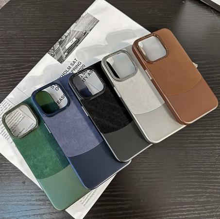 Design et Sécurité : Étui de Luxe en Cuir à Double Couleur pour Apple iPhone