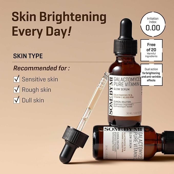 SOME BY MI Galactomyces Pure Vitamin C Glow Serum – 1.01Oz, 30ml – Korean Vitamin C Face Serum for Glow Glass Skin – Dark Spot Correcting Serum with Skin Texture and Elasticity Care – Korean 