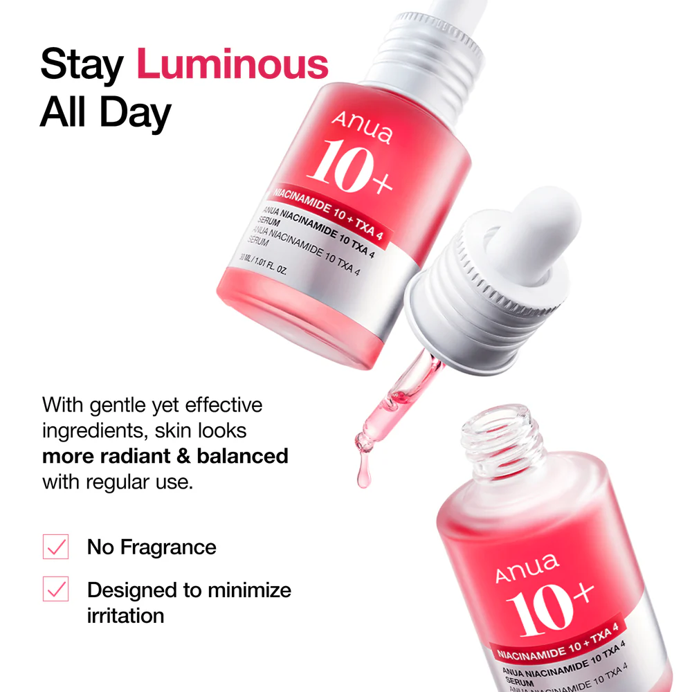 ANUA Niacinamide 10% + TXA 4% Serum (30ml) (Original) © - سيروم تفتيح وتوحيد لون البشرة – تركيبة فعّالة لتوهج طبيعي