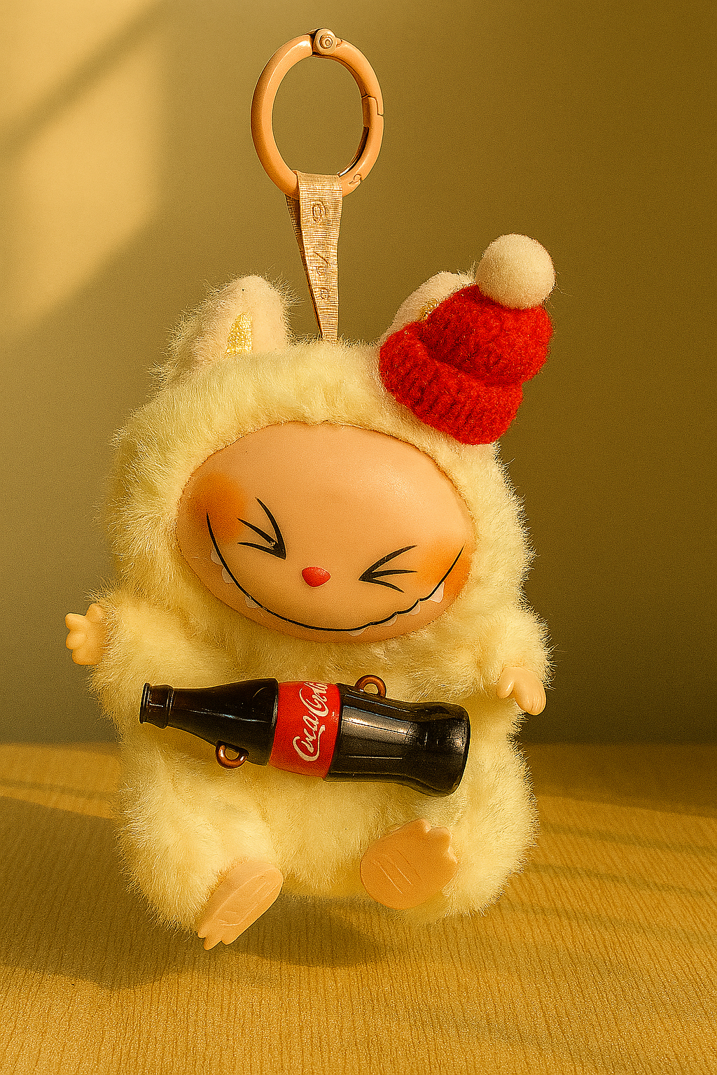 ميدالية لابوبو المحشوة – تصميم شتوي لطيف بلمسة كوكولا - Labubu - Soft Plush Keychain Coca cola