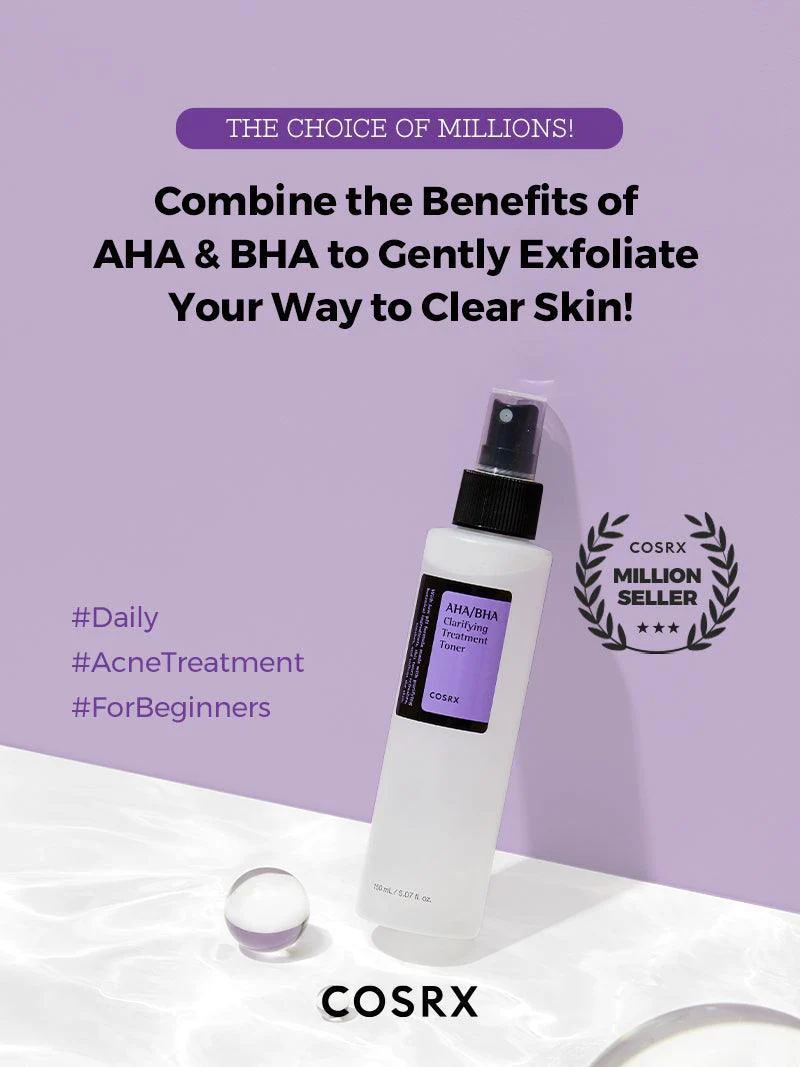 COSRX AHA/BHA Clearfying Treatment Toner (150ml) (Original) - تونر مرطب ومنظف للمسام – ترطيب، توازن، وتجديد في خطوة واحدة