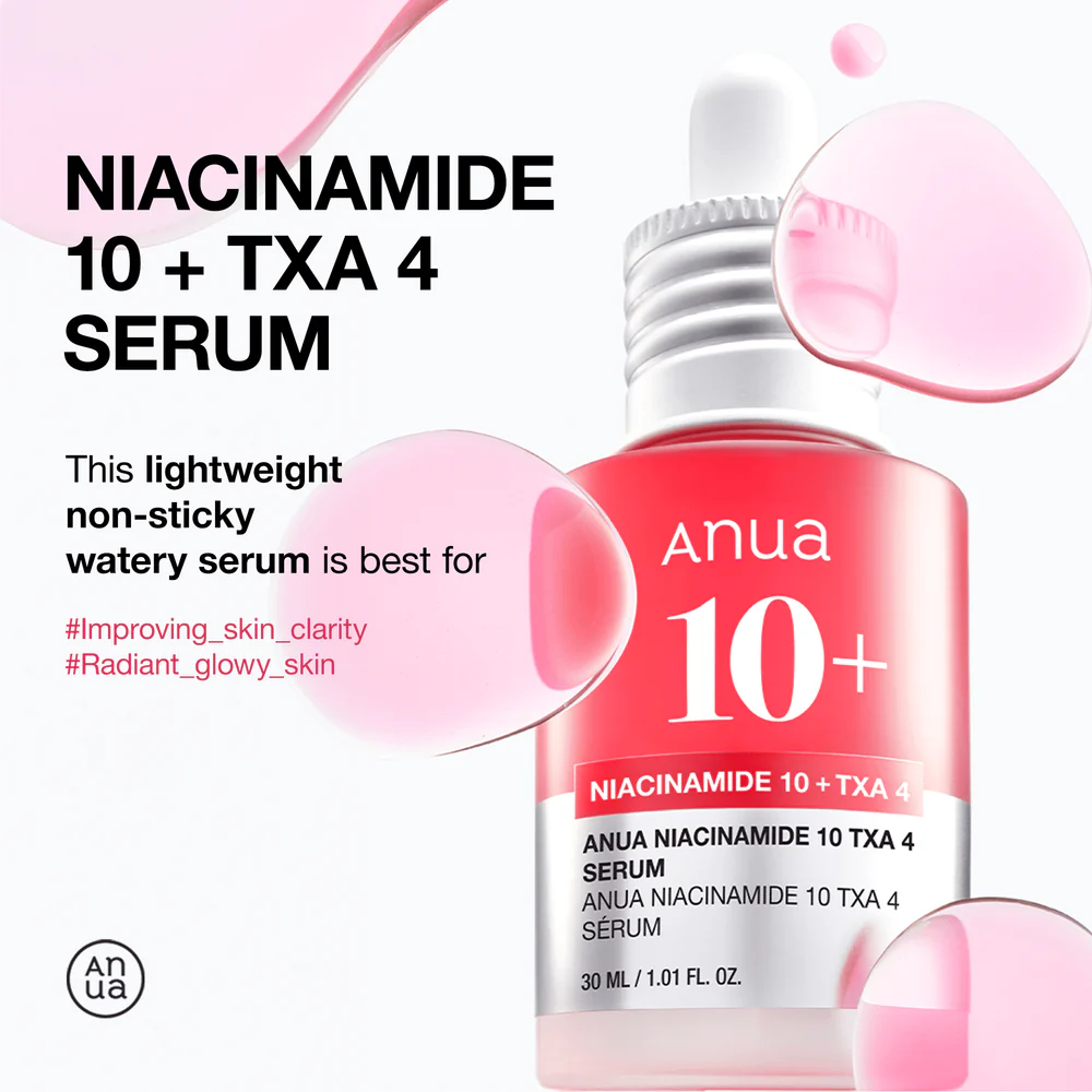 ANUA Niacinamide 10% + TXA 4% Serum (30ml) (Original) © - سيروم تفتيح وتوحيد لون البشرة – تركيبة فعّالة لتوهج طبيعي