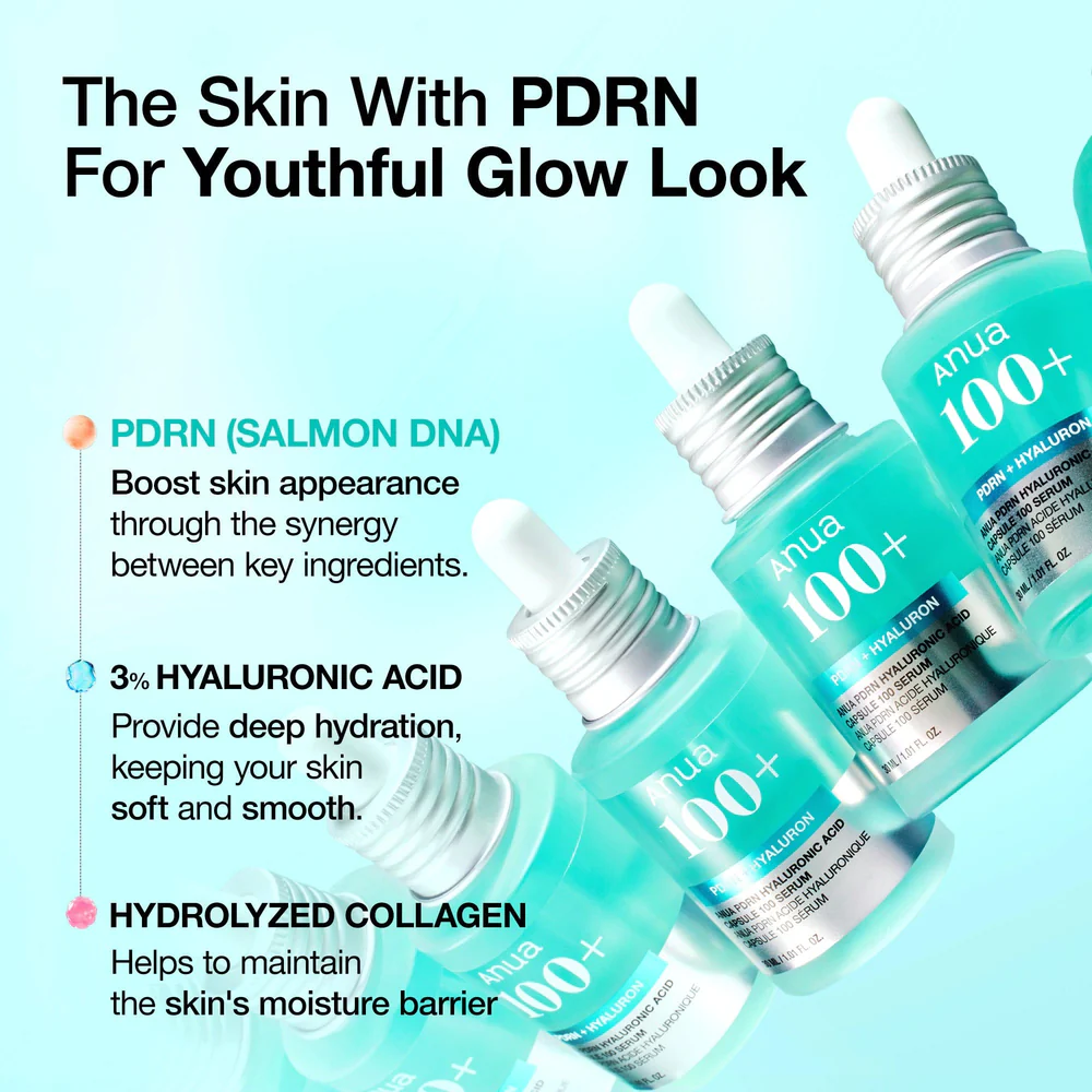 ANUA PDRN Hyaluronic Acid Capsule 100 Serum (original) - سيروم ترطيب وتجديد البشرة – قوام خفيف يشبه قطرات الماء