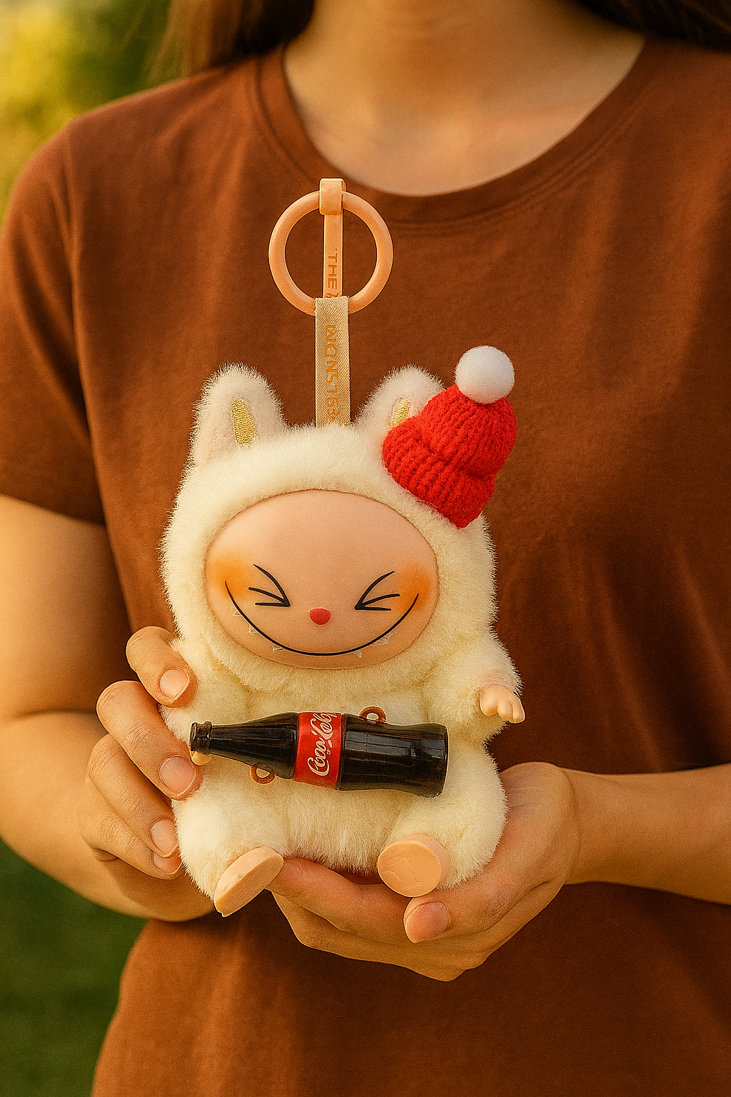 ميدالية لابوبو المحشوة – تصميم شتوي لطيف بلمسة كوكولا - Labubu - Soft Plush Keychain Coca cola