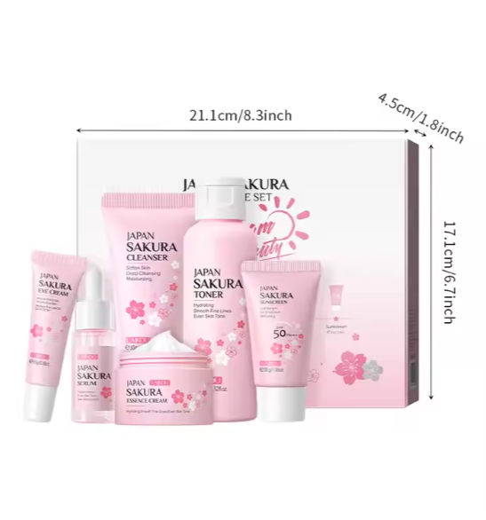 Japan Sakura - Skin Care Set (Original) - Ultimate Skincare Routine – طقم العناية المتكاملة لبشرة مشرقة وشابة | 6 قطع 🌸