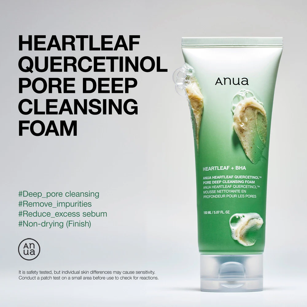 منظف أنوا الكوري الأصلي رغوي عميقة – نقاء يومي لبشرة نضرة ومشرقة - ANUA Heartleaf Quercetinol Pore Deep Cleansing Foam