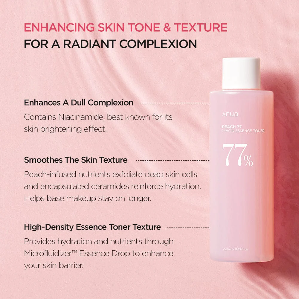 تونر الإيسنس – لمسة انتعاش وترطيب فوري لبشرة متألقة - ANUA Peach 77 Niacin Essence Toner