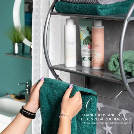 BREMERMANN Tablette de bain 2in1, 2 étagères, 2 porte-serviettes, 44,5 x 54,5 x 25 cm, gris