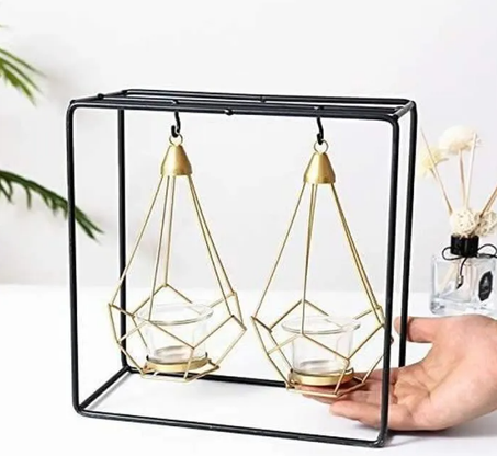 Bougeoir Géométrique Doré en Métal Bougeoir Décoration pour Maison Mariage Hôtel Bar et Anniversaire Saint Valentin Cadeau1354