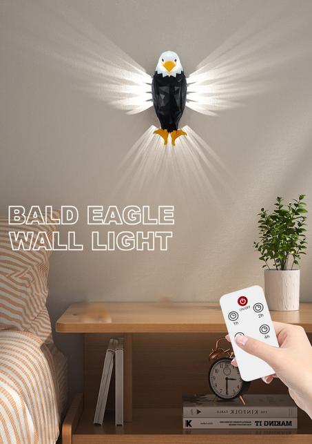 Applique murale 3D en forme d'aigle, projecteur d'ambiance moderne et créatif, corps imprimé en 3D, éclairage d'animaux, Lustre d'halloween et de noël