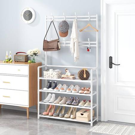 رفوف تخزين متعددة الوظائف مع رف للملابس ومنظم أحذية