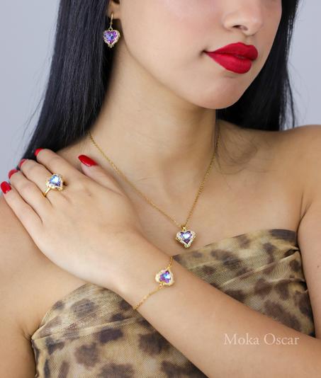 طقم قلادة قلب البحر