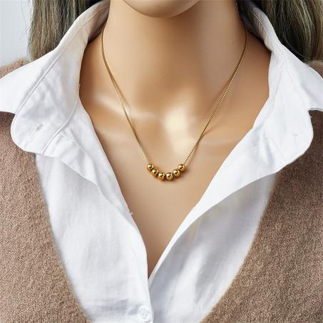 collier en acier inoxydable  Six Ball d'or 😍