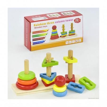 Jeu d’intelligence et de psychomotricité en bois des 3 colonnes