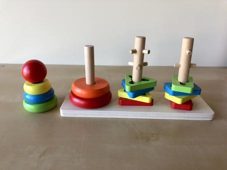 Jouets éducatifs précoces anneau arc-en-ciel bois empilable montessori