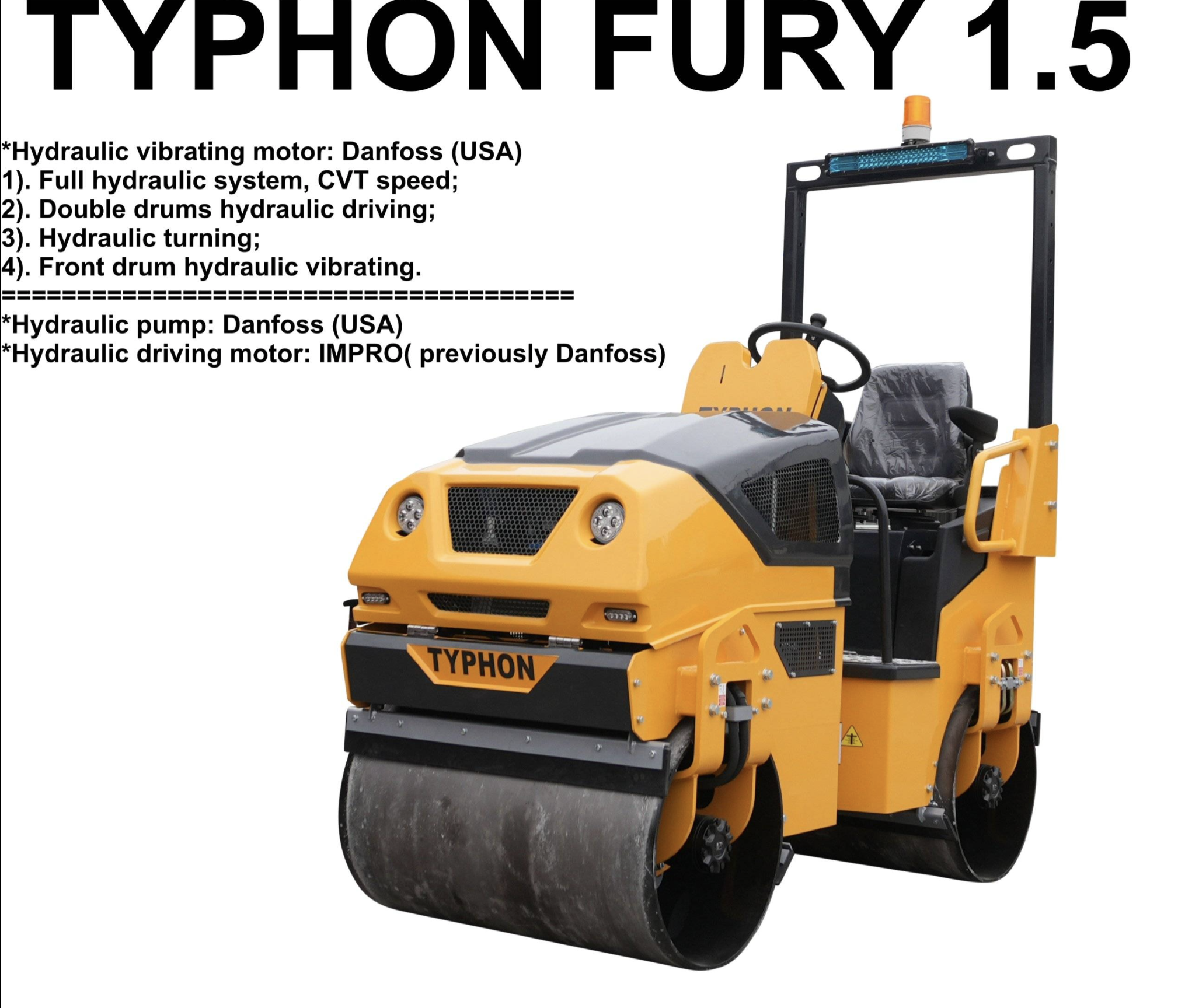 TYPHON FURY 1.5 Ton Vibratory Compactor Asphalt Roller USA