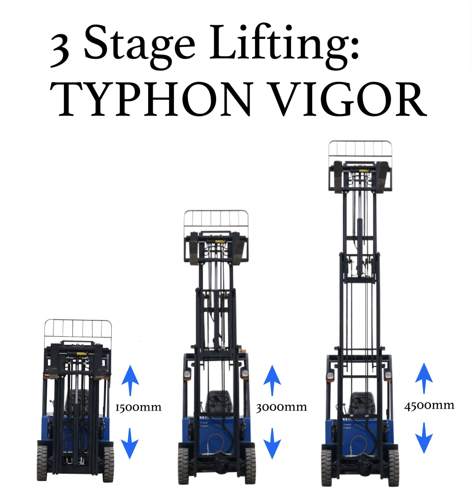 New 2025 TYPHON VIGOR 3.0 Blue Electric Forklift 3 Ton Lifter Lift Truck Jitney Hi-Lo