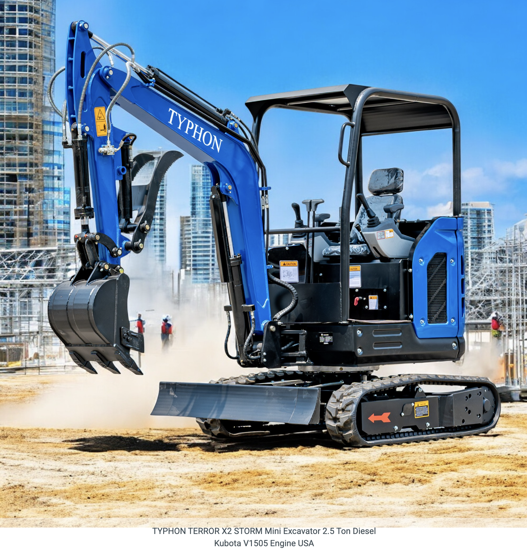 TYPHON TERROR X2 STORM Mini Excavator 2.5 Ton Diesel Kubota V1505 Engine USA