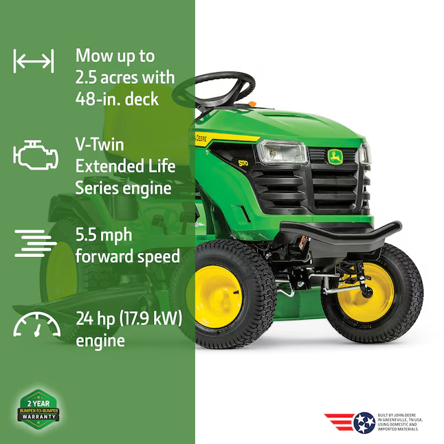 John Deere S170 48-in 24 -HP V-twin Gas Riding lawn mower