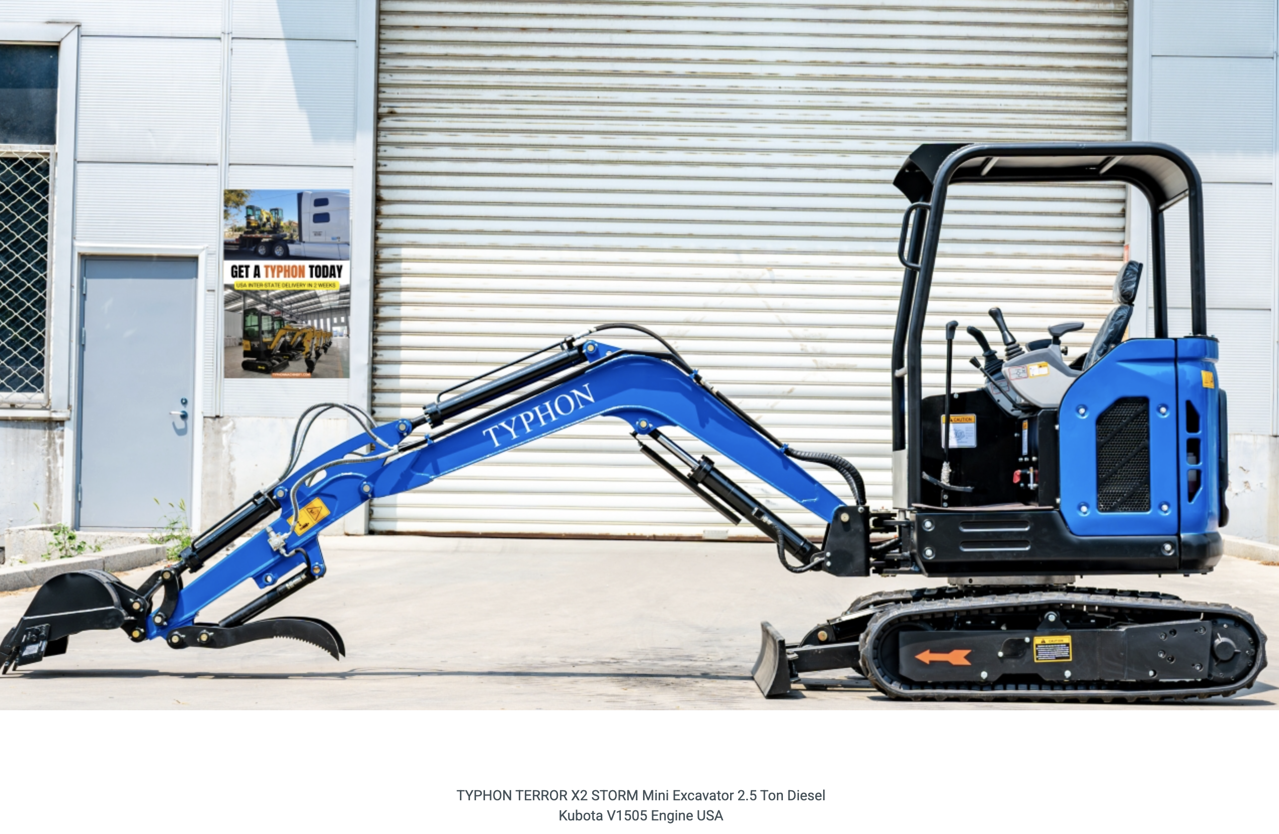 TYPHON TERROR X2 STORM Mini Excavator 2.5 Ton Diesel Kubota V1505 Engine USA