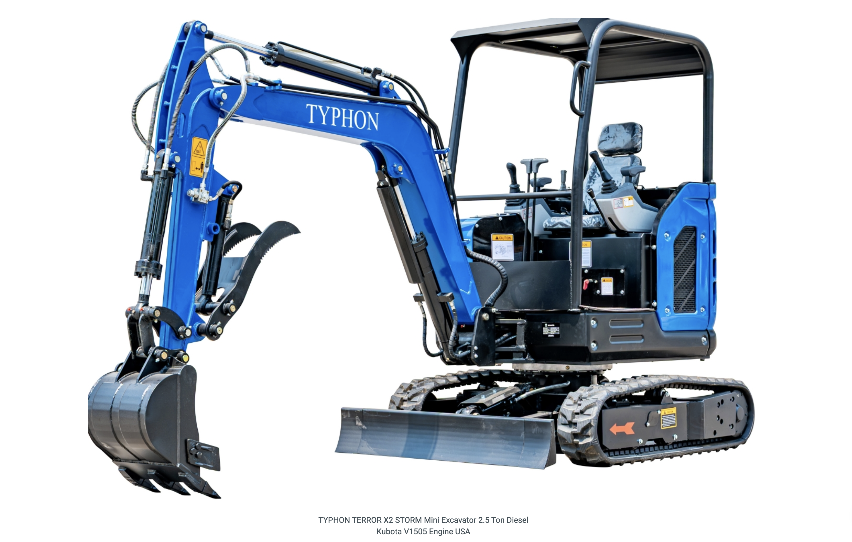 TYPHON TERROR X2 STORM Mini Excavator 2.5 Ton Diesel Kubota V1505 Engine USA