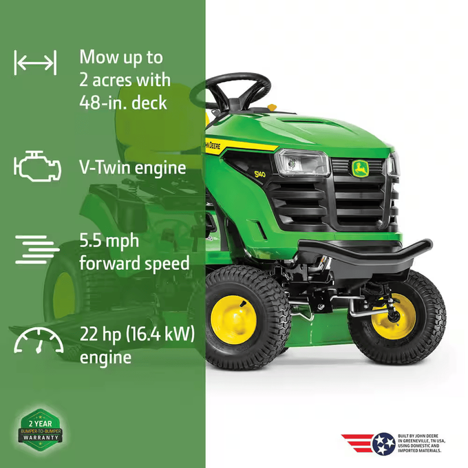 John Deere S140 48 in. 22 HP V-Twin Gas Hydrostatic Riding Lawn Mower