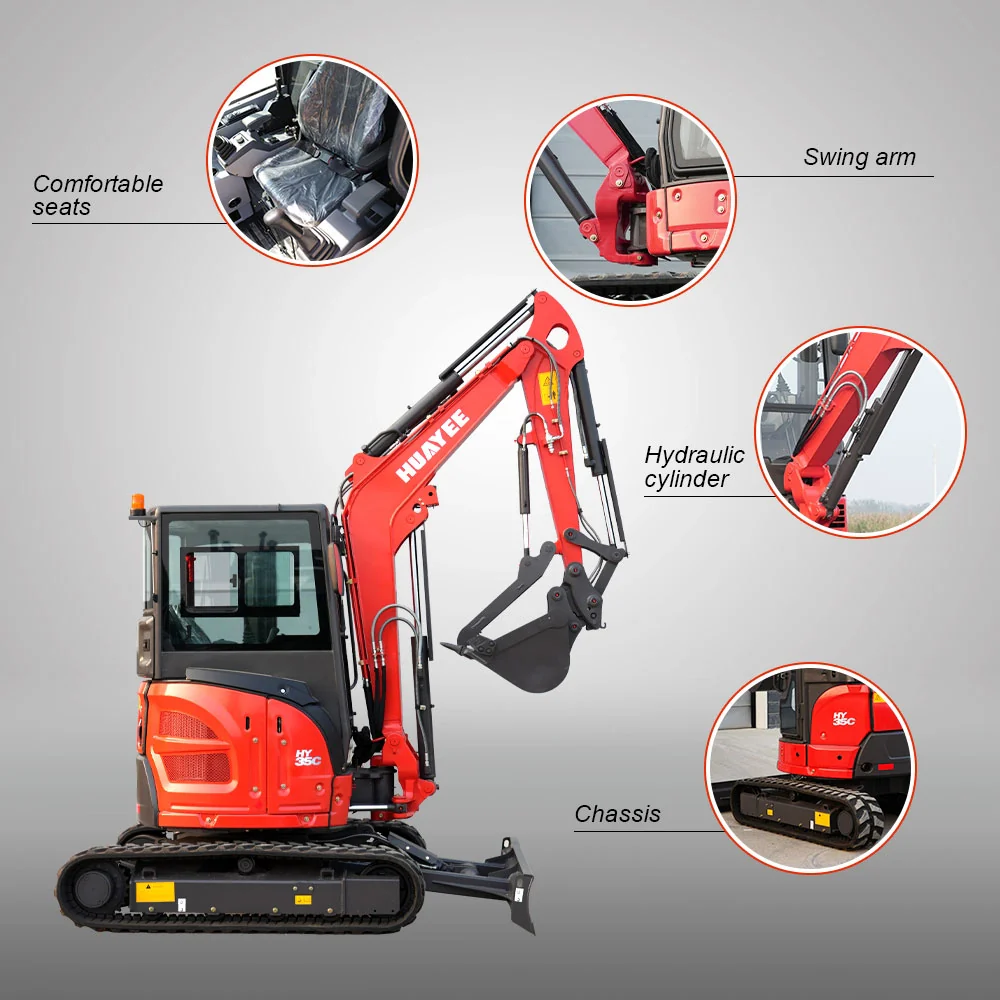 3.5 Ton Industrial Mini Excavator with 24HP Yanmar Engine & Enclosed Cab | HUAYEE HY35C