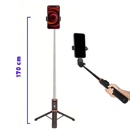 عصا سلفي لاسلكية + حامل ثلاثي مدمج