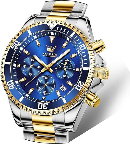 ساعات للرجال بواجهة كبيرة من الستانلس ستيل مقاومة للماء وعرض التاريخ وعرض انالوج