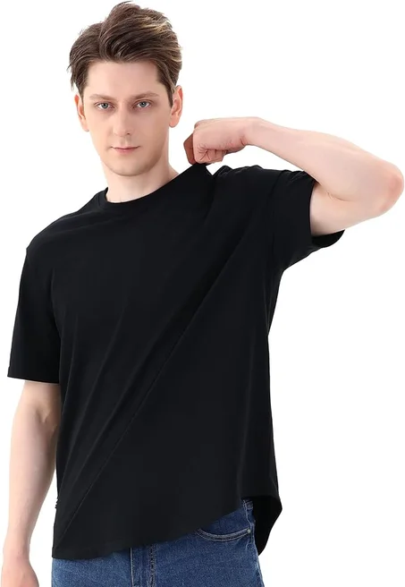 فرووت اوف ذا لووم تي شيرت داخلي بقبة دائرية للرجال ماص للرطوبة وخالي من العلامات، متوفر ايضا بمقاس كبير وطويل