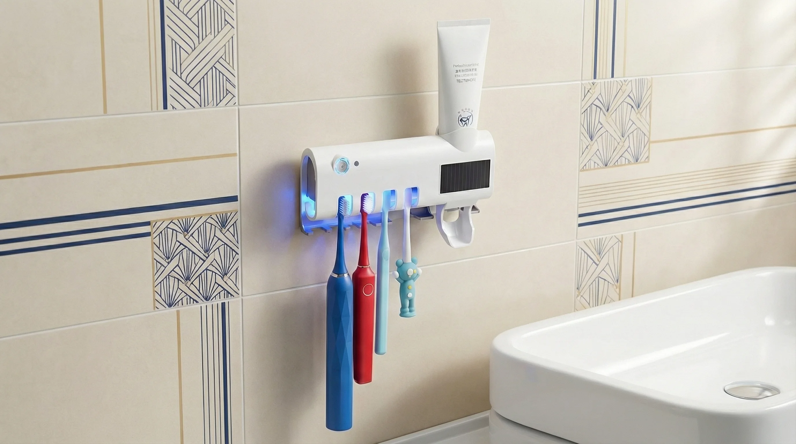 جهاز تعقيم فرش الأسنان مع موزّع معجون أوتوماتيك (UV)