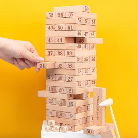Wooden building balance block Stacking Tower family game with storage bag learning classification education toy gift For kids