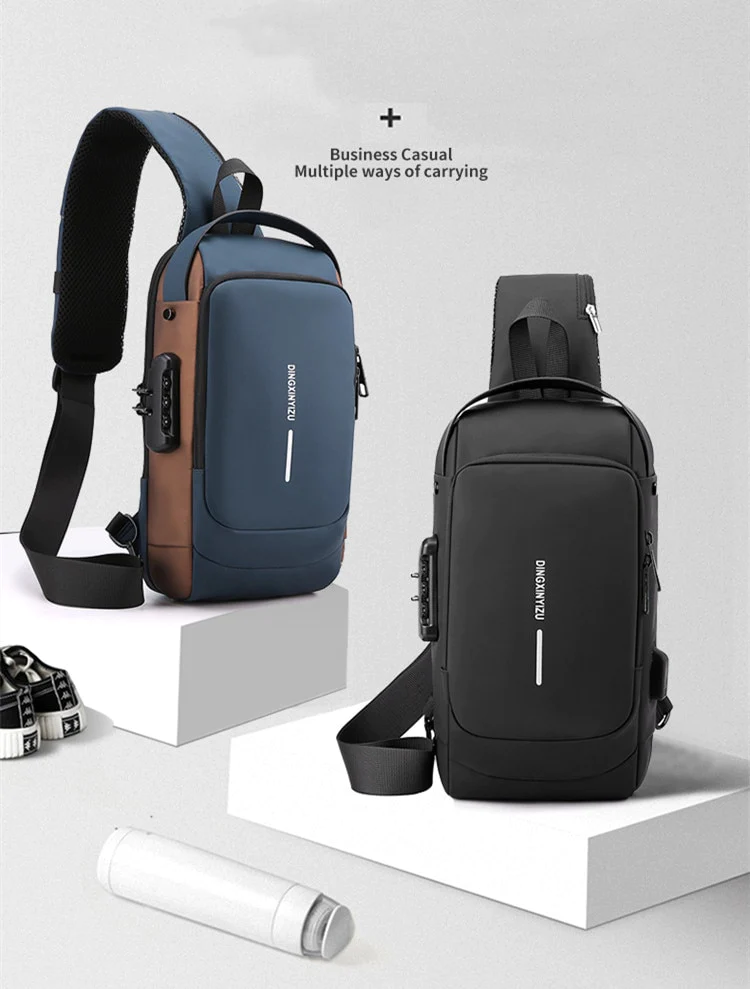 Chest Bag for Men Crossbody Bag Waterproof USB Shoulder Bag Anti-Theft  Travel Messenger Chest Sling Pack Fashion Luxury Designer