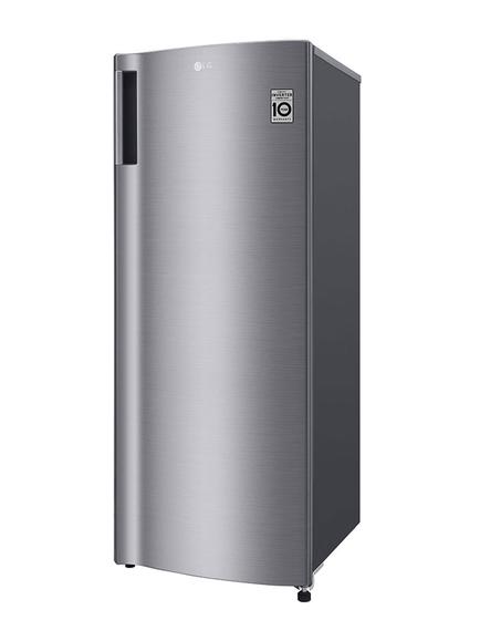 Congélateur vertical de 168 litres, couleur argent, doté d’une capacité de congélation rapide et de démarrage à basse tension