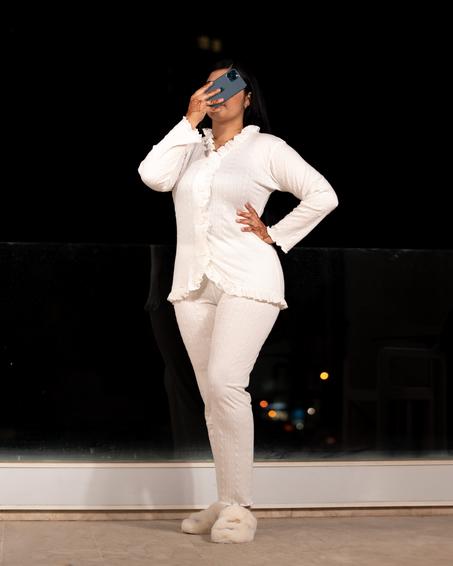 Pyjama 2 pièces - Couleur Blanc  بيجامة من قطعتين -  اللون الأبيض