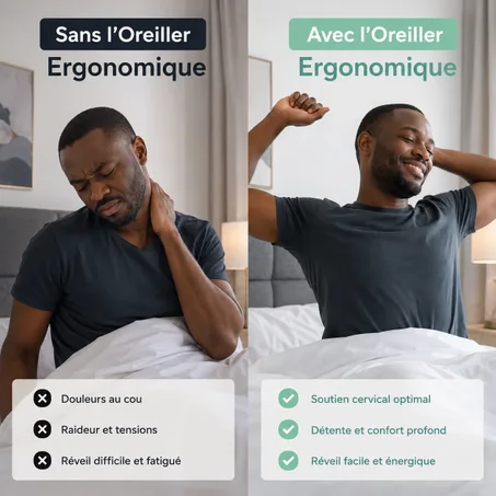 DEUX Oreillers Orthopédique Mémoire de Forme ,Confort et Soutien Cervical,oreiller doux pour la protection cervicale,
