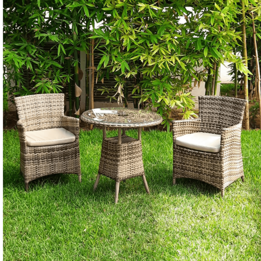 Salon de jardin 2 pcs avec coussins Résine tressée