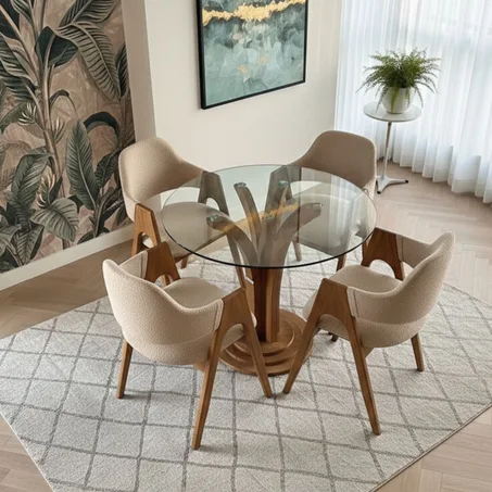 Salle à manger moderne en bois de hêtre avec chaises Alpha