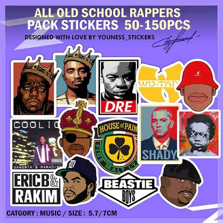 ALL OLD SCHOOL RAPPERS STICKERS