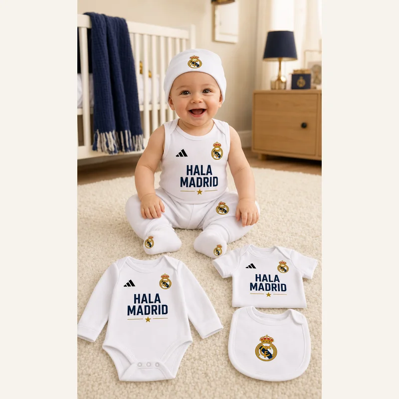 باك المدريدي الصغير – طقم ريال مدريد للرضع من 7 قطع
