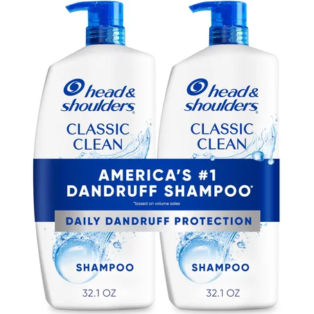 Head & Shoulders Champú anticaspa, paquete doble de champú Classic Clean, 1% de piritiona de zinc, control de escamas, cuidado del cuero cabelludo, seguro para el color, uso diario, limpieza 