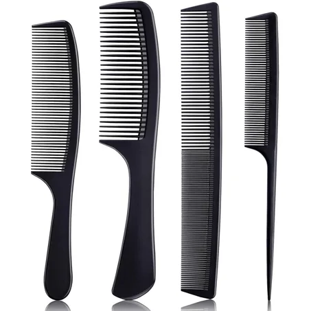 4 Piezas de Peines para Mujeres y Hombres, Juego de Peines Premium de Fibra de Carbono Negro para Hacer Bulto y Separar, Peines Profesionales para Estilistas de Cabello, Peine de Estilo de Di