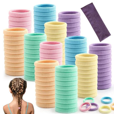 100 ligas elásticas para el cabello, combínalas con bandas deportivas de yoga de moda para el cabello de las mujeres. Banda para el cabello sin costuras, soporte para cola de caballo sin daño