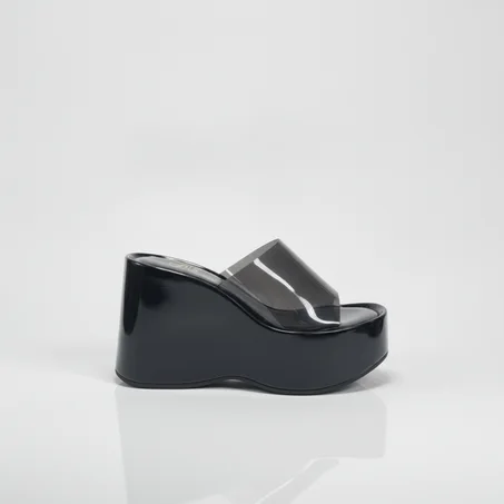 Sandale transparente Blanc - Noir